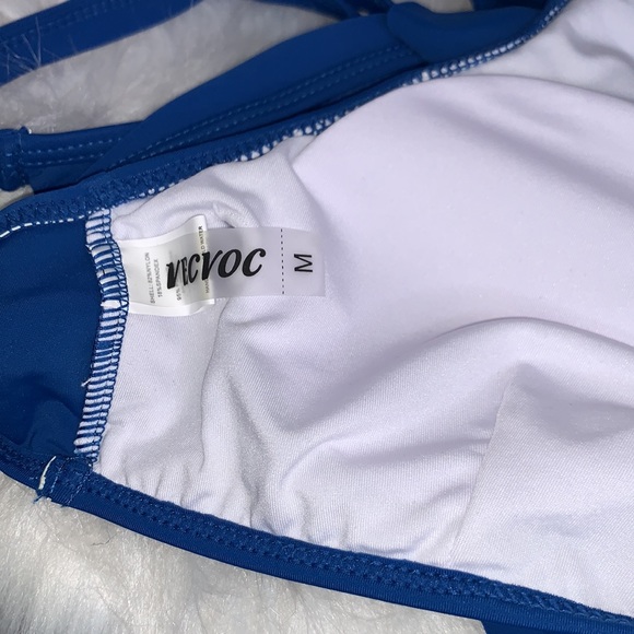 NEW VECVOC Blue Ruffle V-Neck Swimsuit Bikini Top - Picture 5 of 5